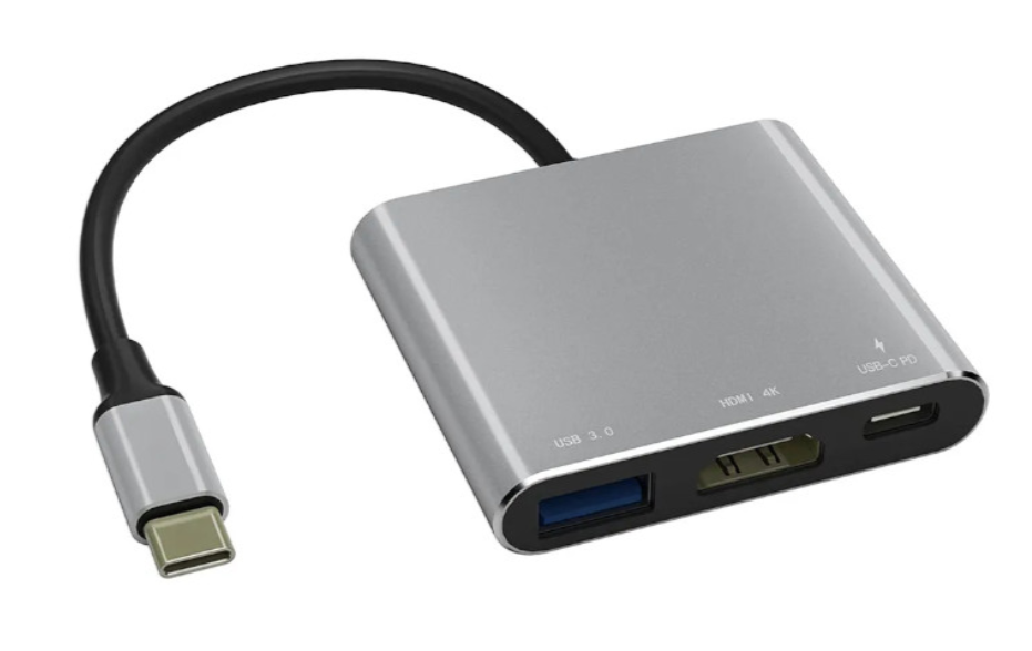 Мульти хаб  Mophie Multiport Adapter 3in1 USB-C PD to HDMI 4K/USB3.0/PD (серый)