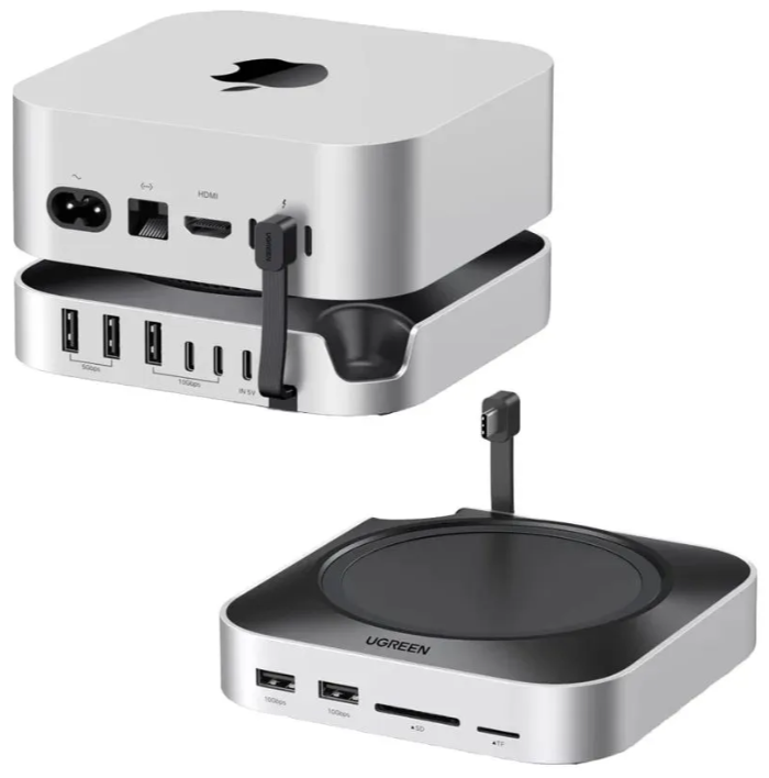 Док-станция и подставка UGREEN CM841/65487 для Mac Mini M4/M4 Pro SSD NVMe/ 3xUSB-A 10Gbps / 2xUSB-C 10Gbps/ 2*USB-A 5Gbps / SD / TF (серебристый) Док-станция и подставка UGREEN CM841/65487 для Mac Mini M4/M4 Pro SSD NVMe/ 3xUSB-A 10Gbps / 2xUSB-C 10Gbps/ 2*USB-A 5Gbps / SD / TF (серебристый)