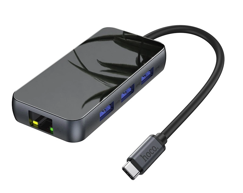Адаптер мултихаб HOCO HB16 Easy expand (USB3.0*3+HDMI+PD+RJ45)