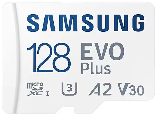 Карта памяти microSDXC UHS-I U3 Samsung EVO PLUS 128 ГБ, 130 МБ/с, Class 10, MB-MC128KA, 1 шт., переходник SD