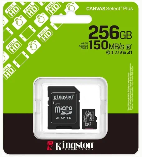 Карта памяти Kingston Canvas Select Plus microSDXC SDCS3/256GB 256GB V10 A1 + SD Adapter