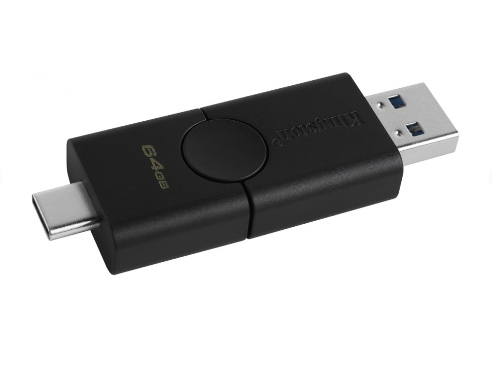 USB Флеш-накопитель 2в1 Kingston DataTraveler Duo 3.2 64GB Black USB-A/USB-C (DTDE/64GB) черная