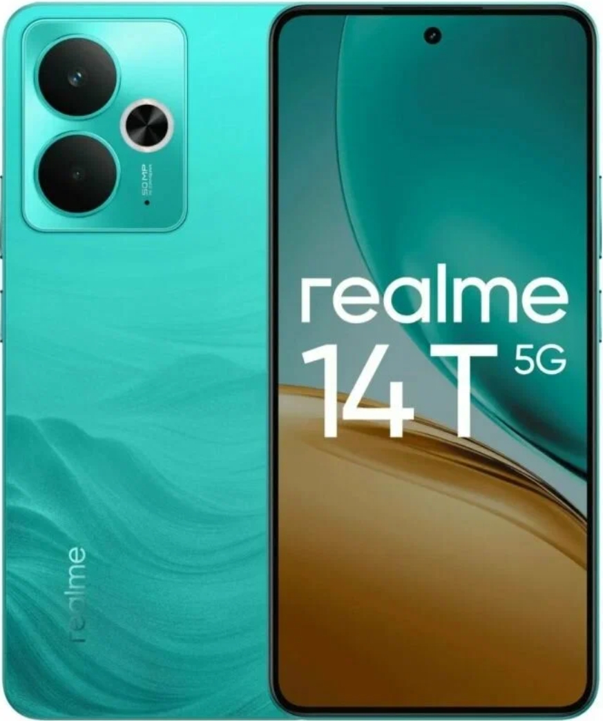 Смартфон Realme 14T 5G 8/256ГБ Зеленый (Surf Green)