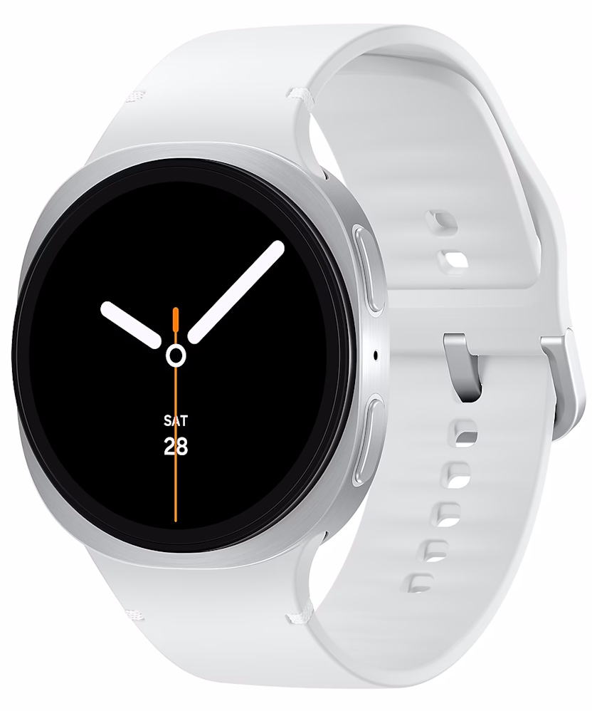 Часы Samsung Galaxy Watch8 40мм, корпус серебристого цвета, спортивный ремешок белого цвета (SM-L320)