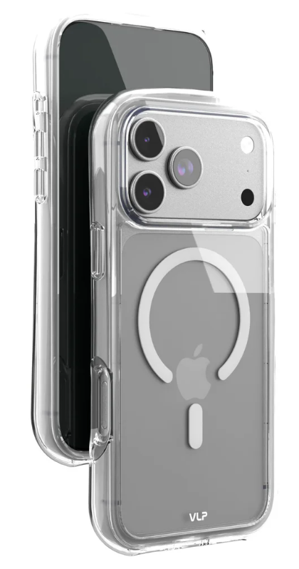 Чехол противоударный VLP  Bubble Case с поддержкой MagSafe для iPhone 17 Pro Max (прозрачный, белый)