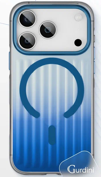 Чехол накладка Gurdini Ocean Case с поддержкой MagSafe для iPhone 17 Pro (прозрачный, синий)