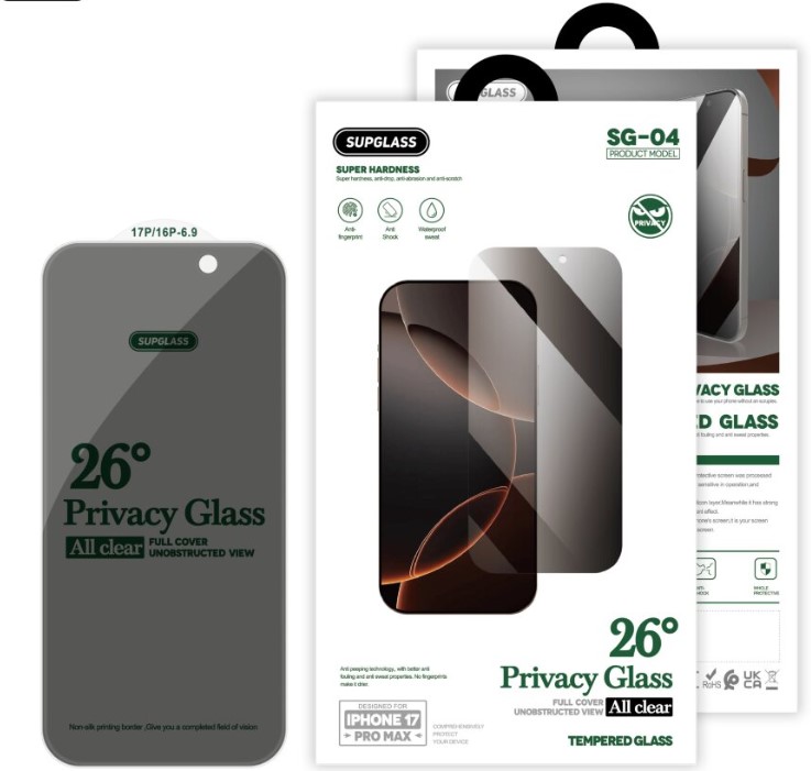 Защитное стекло Антишпион SUPGLASS Privacy Glass для iPhone Air без рамок (приватное)