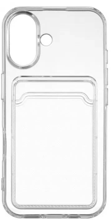 Чехол накладка силиконовый CTI для iPhone 17 с карманом для карт (прозрачный)