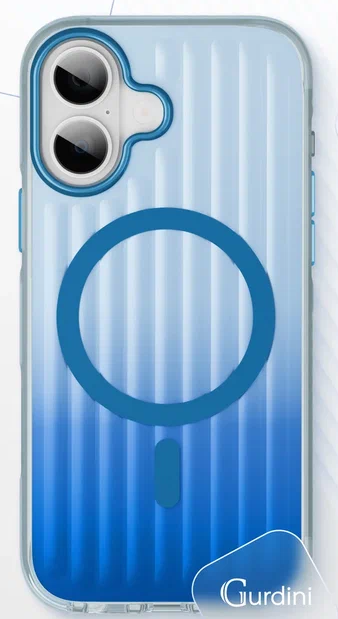 Чехол накладка Gurdini Ocean Case с поддержкой MagSafe для iPhone 17 (прозрачный, синий)