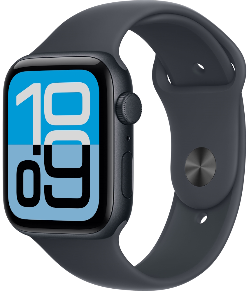 Часы Apple Watch SE 3 2025, 44 мм, корпус из алюминия цвета «тёмная ночь», спортивный ремешок цвета «тёмная ночь», размер S/M (MEHN4) Часы Apple Watch SE 3 2025, 44 мм, корпус из алюминия цвета «тёмная ночь», спортивный ремешок цвета «тёмная ночь», размер S/M (MEHN4)