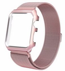 Миланский сетчатый браслет и кейс для корпуса 2 в 1 для Apple Watch 38-40 мм (розовый)