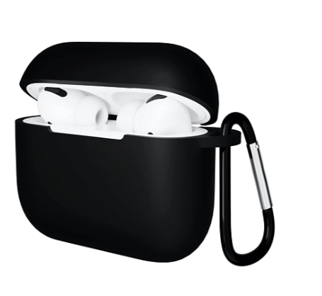 Чехол для AirPods Pro 3 Gurdini прорезиненный soft touch с карабином (черный) Чехол для AirPods Pro 3 Gurdini прорезиненный soft touch с карабином (черный)
