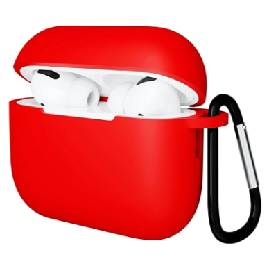 Чехол для AirPods Pro 3 Gurdini прорезиненный soft touch с карабином (красный)