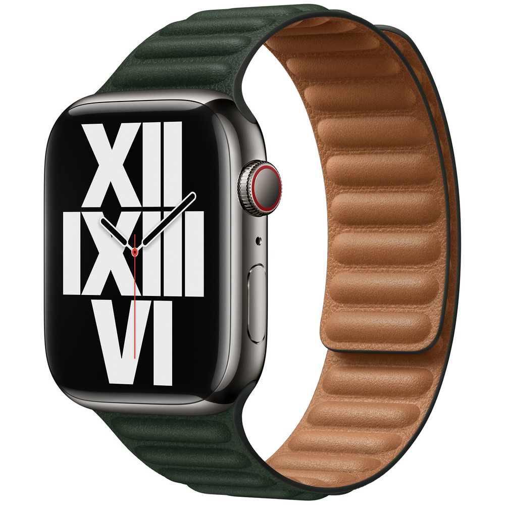 Браслет для Apple Watch 45 мм, размер M/L, кожа, «зелёная секвойя» (ML803)