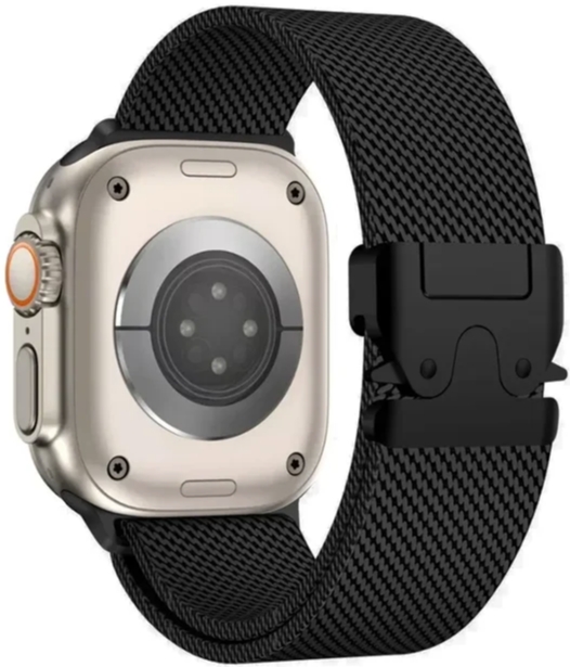 Сетчатый браслет Gurdini Titanium Milanese Loop для Apple Watch 44/45/46/49 мм Black (черный)