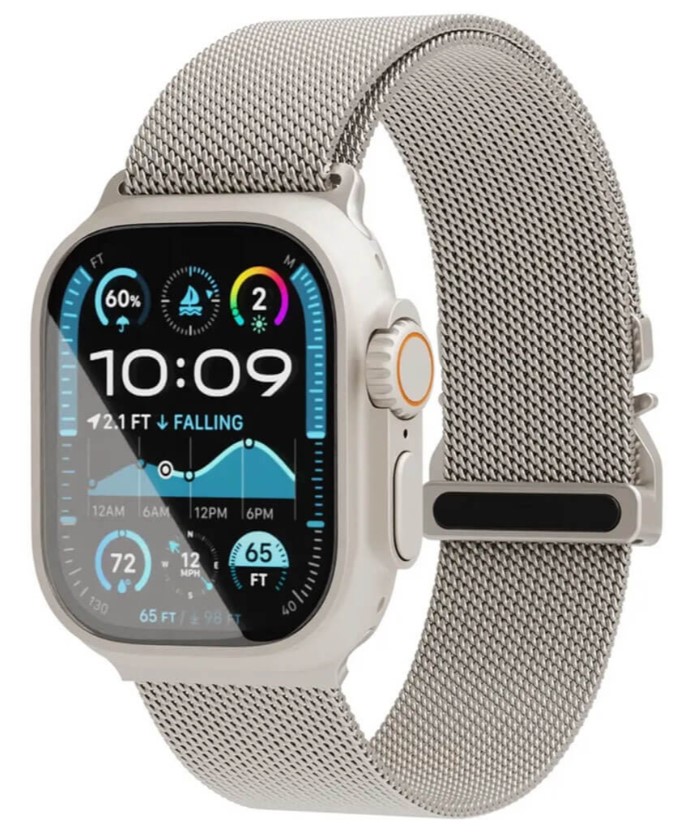 Ремешок из нержавеющей стали VLP Milanese Band Pro для Apple Watch 44/45/46/49 мм (титановый)