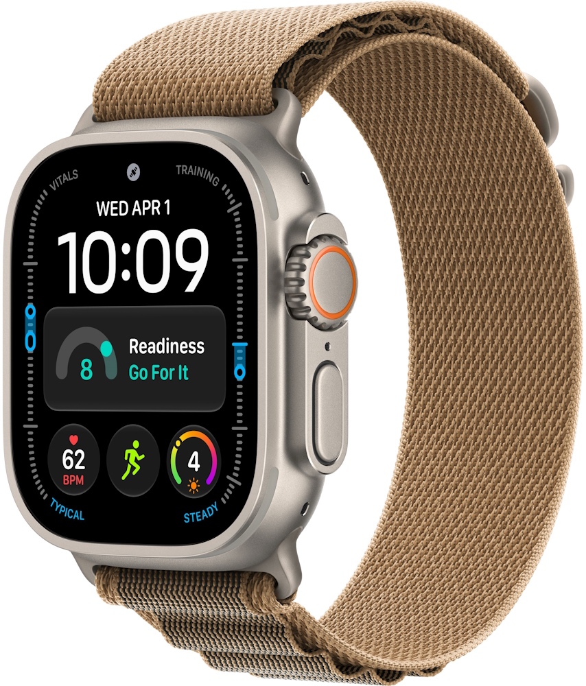 Часы Apple Watch Ultra 4 Cellular, 49 мм, корпус из титана натурального цвета, браслет Alpine пустынного цвета, размер S (MJAE4)