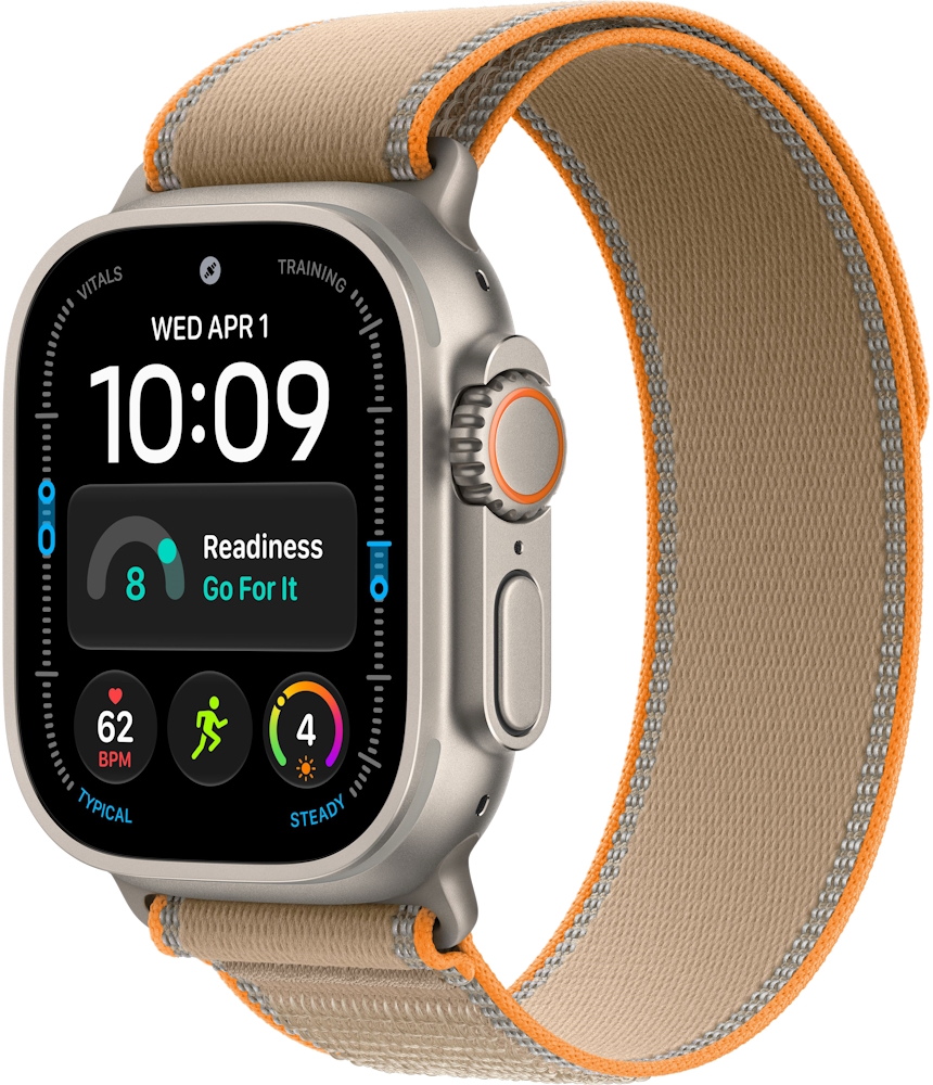 Часы Apple Watch Ultra 4 Cellular, 49 мм, корпус из титана натурального цвета, браслет Trail песочного цвета, размер M/L (MJAQ4)