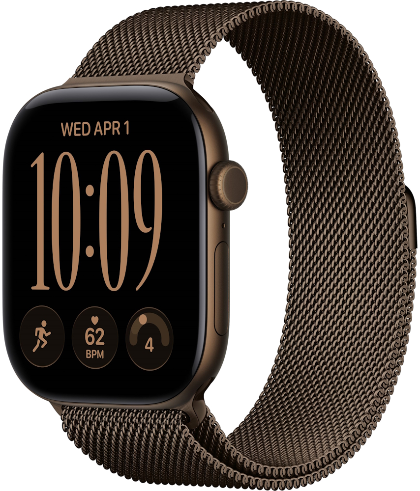 Часы Apple Watch Series 12 Cellular, 42 мм, корпус из алюминия цвета «тёмная бронза», миланский браслет цвета «тёмная бронза» (MKDK4)
