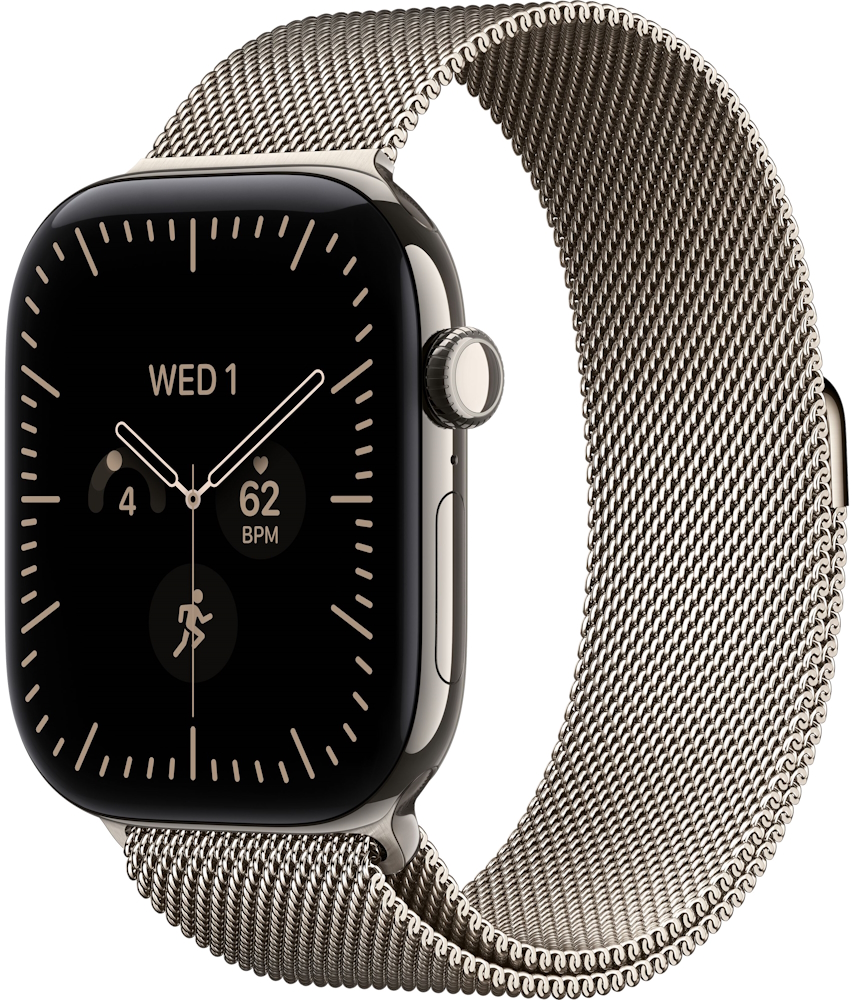 Часы Apple Watch Series 12 Cellular, 46 мм, корпус из титана натурального цвета, миланский браслет натурального цвета, размер S/M (MJGP4)