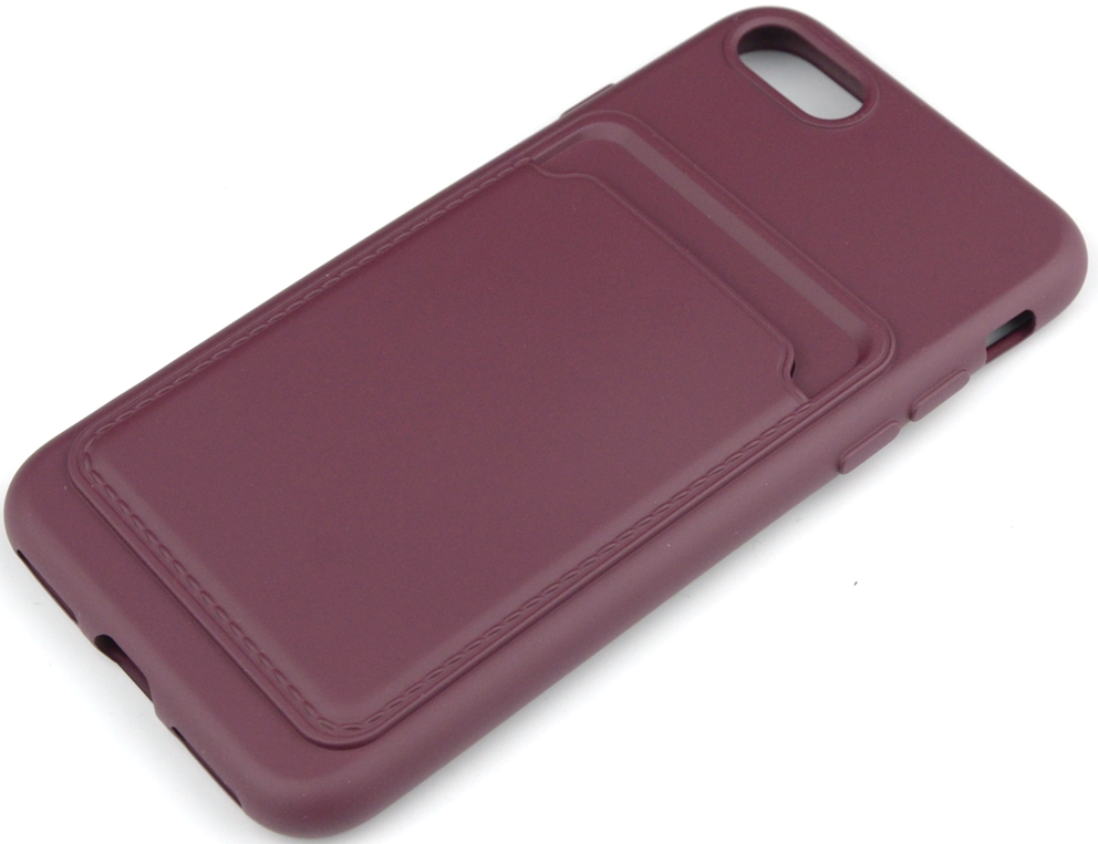 Чехол накладка силиконовый CTI для Apple iPhone 7/8/SE и карманом для карт (бордовый)