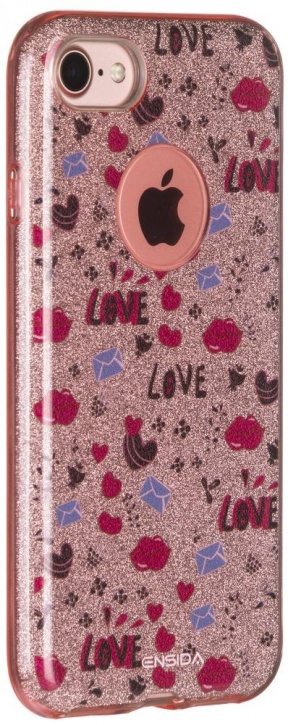 Чехол клип-кейс Soldy Ensida Love для iPhone 7/8 (розовый)