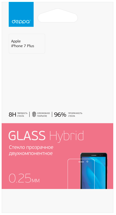 Защитное стекло Deppa Hybrid для Apple iPhone 7 Plus/8 Plus (прозрачное)
