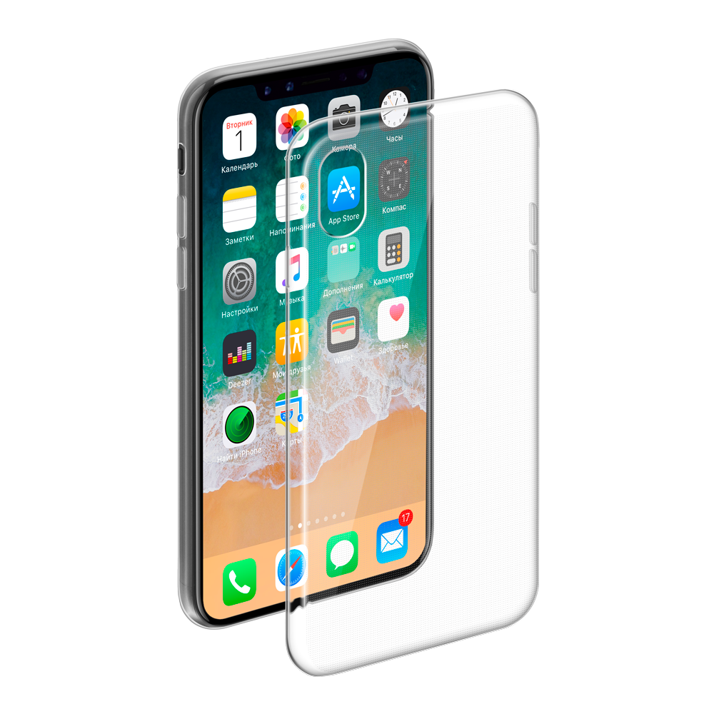 Чехол клип-кейс Deppa Gel для Apple iPhone X (прозрачный)