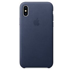 Чехол клип-кейс кожаный Apple Leather Case для iPhone X, тёмно-синий цвет (MQTC2ZM/A)