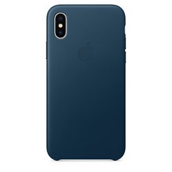 Чехол клип-кейс кожаный Apple Leather Case для iPhone X, цвет «космический синий» (MQTH2ZM/A)