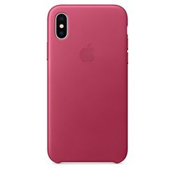 Чехол клип-кейс кожаный Apple Leather Case для iPhone X, цвет «розовая фуксия» (MQTJ2ZM/A)