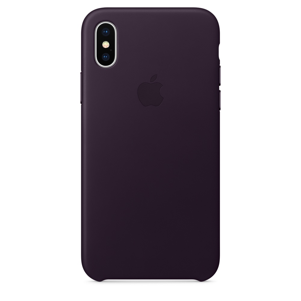 Чехол клип-кейс кожаный Apple Leather Case для iPhone X, баклажановый цвет (MQTG2ZM/A)