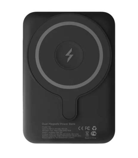 Внешний аккумулятор VLP Dual PowerBank 1041005 Qi 15W 5000mAh с поддержкой Magsafe и Apple Watch (черный)