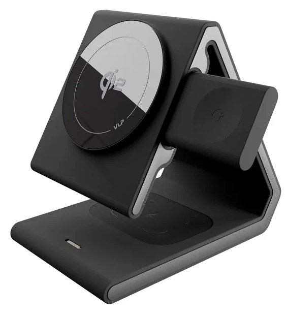 Беспроводная зарядная станция на три устройства VLP Delta Power 3 in 1 с Magsafe для iPhone/Apple Watch/Airpods Qi2 1093001 (черный)