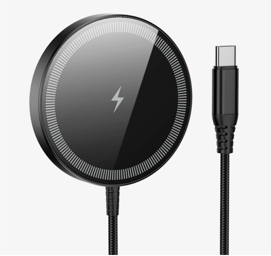 Беспроводное зарядное устройство HOCO CQ17 Magsafe с дисплеем и подсветкой (черный)