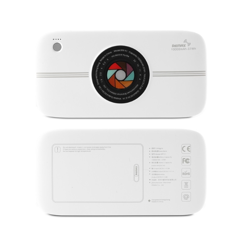 Внешний аккумулятор REMAX Camera Wireless Power Bank 10000 mAh RPP-91 беспроводная зарядка (Белый)