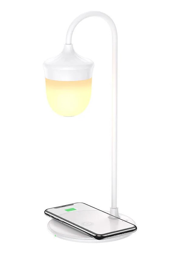 Настольная беспроводная зарядная станция-лампа Borofone BQ8 ночной светильник (белая)