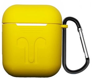 Чехол силиконовый с карабином для Apple AirPods (жёлтый)