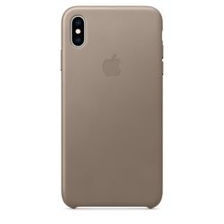 Чехол клип-кейс кожаный Apple Leather Case для iPhone XS Max, платиново-серый цвет (MRWR2ZM/A)