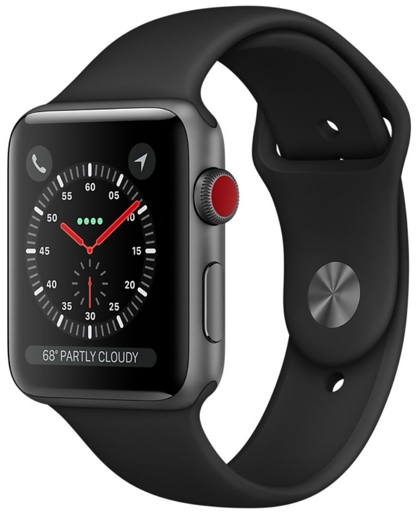 Apple Watch Series 4 Cellular 40мм, корпус из алюминия цвета «серый космос», спортивный ремешок чёрного цвета (MTUG20)