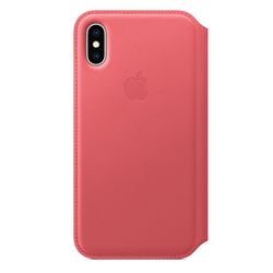 Чехол-книжка кожаный Apple Leather Folio для iPhone XS, цвет «розовый пион» (MRX12ZM/A)