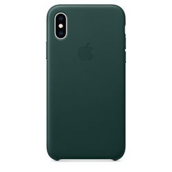 Чехол клип-кейс кожаный Apple Leather Case для iPhone XS, цвет «зелёный лес» (MTER2ZM/A)