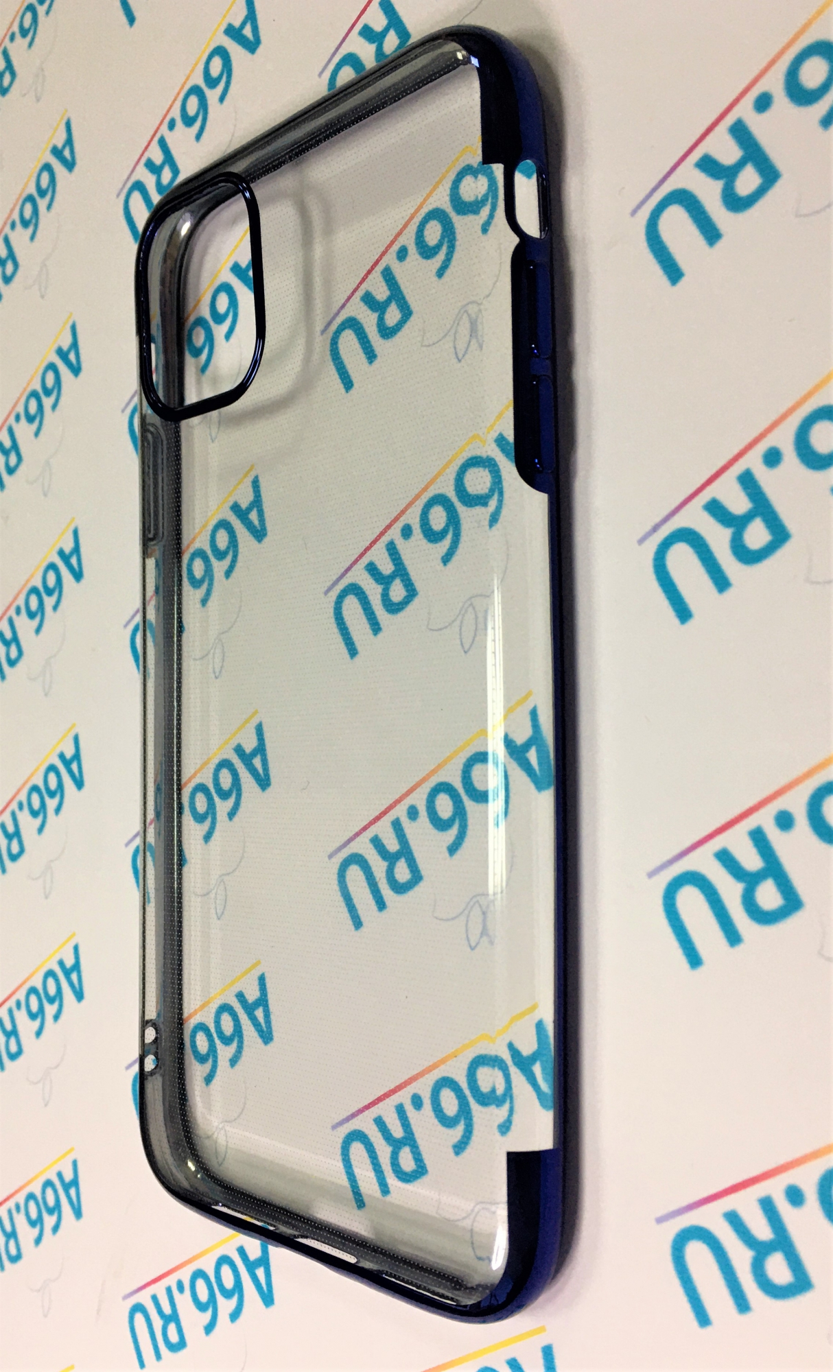 Чехол клип-кейс силиконовый для iPhone 11 (прозрачный с синим)