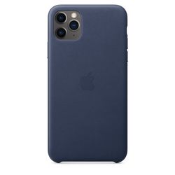 Чехол клип-кейс кожаный Apple Leather Case для iPhone 11 Pro Max, тёмно-синий цвет (MX0G2ZM/A)