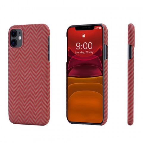 Чехол клип-кейс из кевларового (арамидного) волокна Pitaka MagEZ Case для iPhone 11, красно-оранжевый (KI1107R)