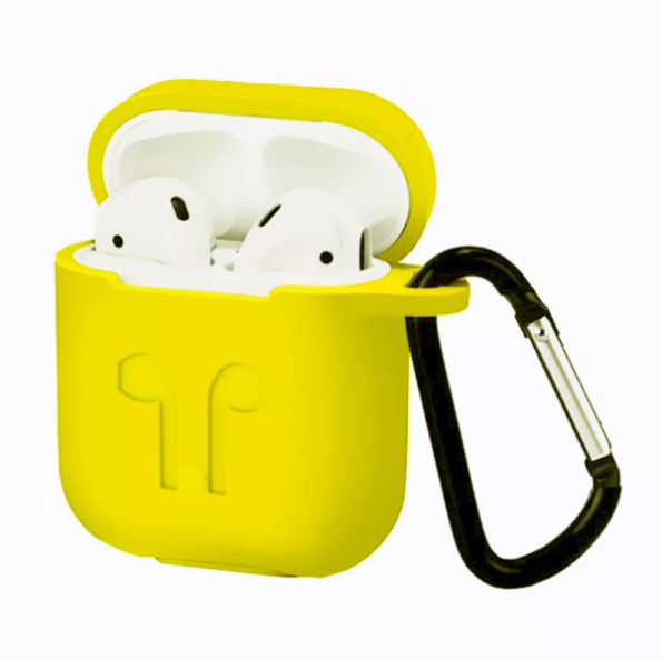 Чехол силиконовый с карабином для Apple AirPods (желтый)