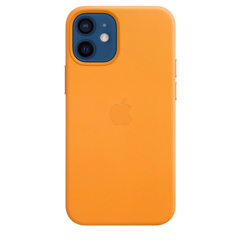 Чехол клип-кейс кожаный Apple Leather Case MagSafe для iPhone 12 mini, цвет «золотой апельсин» (MHK63ZE/A)