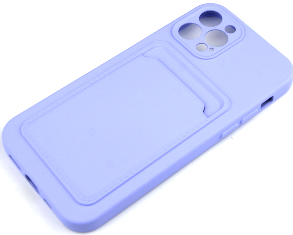Чехол накладка силиконовый CTI для Apple iPhone 12 Pro (6.1) с защитой объектива камеры и карманом для карт (лаванда)