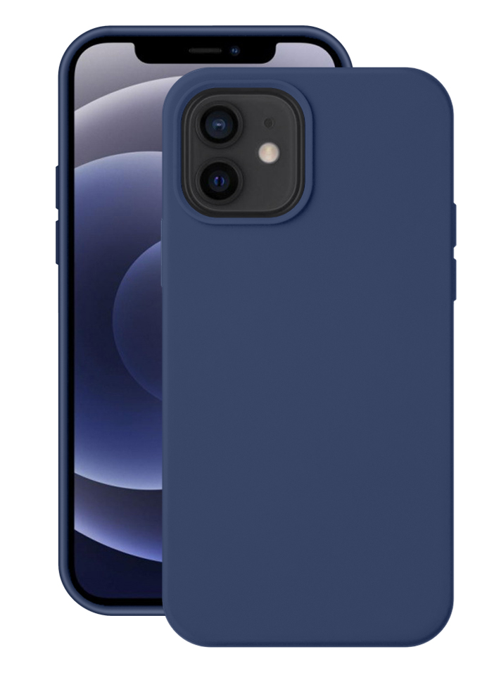 Чехол накладка Deppa Liquid Silicone Pro с поддержкой Magsafe для iPhone 12/12 Pro (темно-синий)