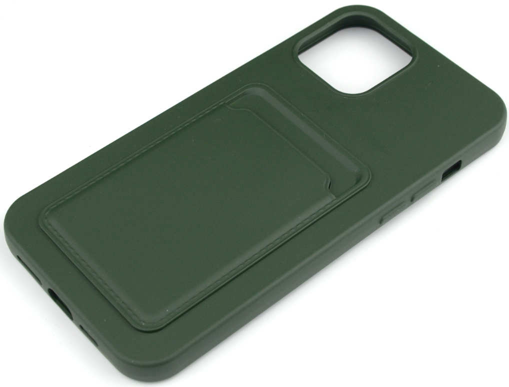 Чехол накладка силиконовый CTI для Apple iPhone 12 Pro Max (6.7) с карманом для карт (зеленый)